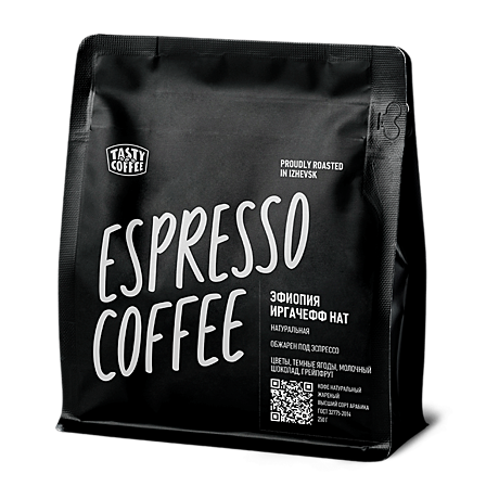 Кофе в зернах Tasty Coffee 250гр Эфиопия Иргачефф Нат [Тэйсти Кофе] 100/0/СР