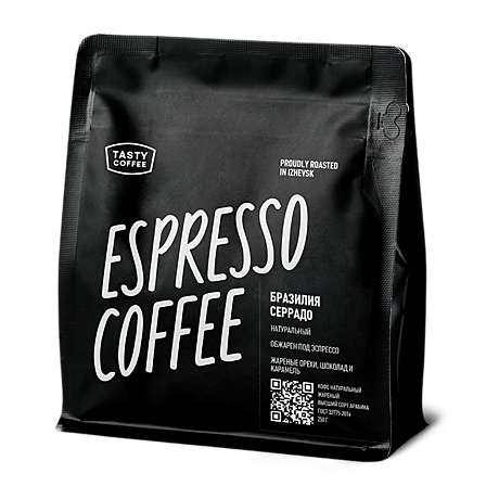 Кофе в зернах Tasty Coffee 250гр Бразилия Серрадо [Тэйсти Кофе] 100/0/СР